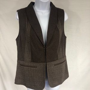 Coldwater Creek Womens Vest Double Clasp Closure Brown Lined Size Small